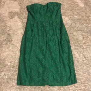 🌟Strapless Green Lace Midi Dress